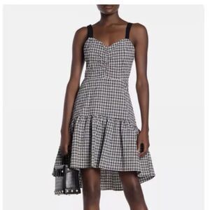 Parker NYC NWT Gingham Ruffle High/Low Dress Sz XS‎